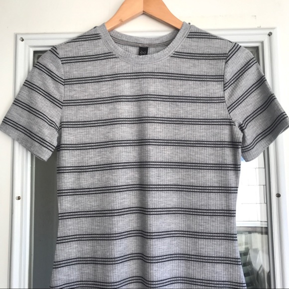 Striped Grey Short Sleeve Dress - Picture 4 of 7